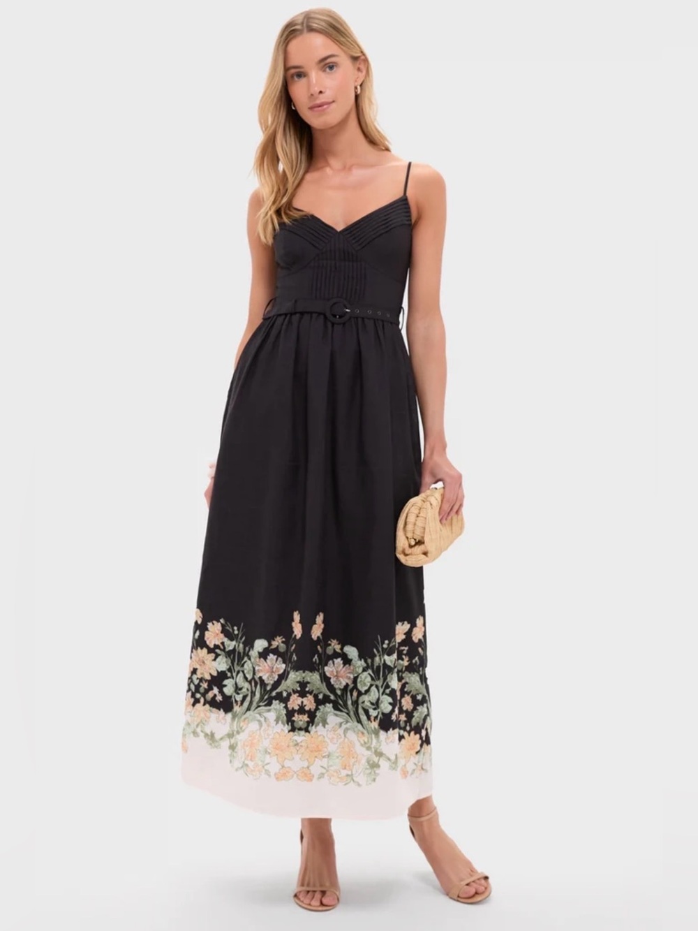 En Saison Black Ginger Olive Iris Midi Dress